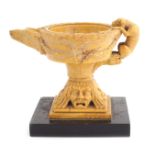 An Italian giallo antico marble tazza Engraved in the style of Benedetto Boschetti, circular cup