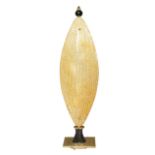 A Murano yellow glass floor lamp Made of two great shell-shaped elements on otttone base decorated