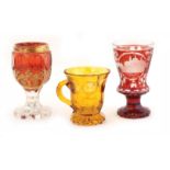 A set of three Bohemian glasses Different manufactures early 20th century