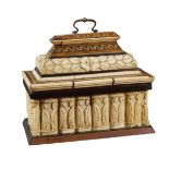 Studio of Baldassarre degli Embriachi antique ivory and wood box, decorated with 20 plaques