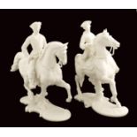 A pair of Nymphenburg porcelain figures Modelled as two equestrians, mark under the base early