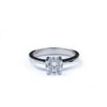 A 18K white gold solitaire ring With brilliant-cut diamonds, weighing approx. 1,02 carats, G color