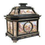 An extraordinary Viennese silver and enamel cabinet Structure made of ebonized pear wood and