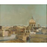 Marcello Muccini "From the terrace", oil on canvas, signed on the lower right and seal of the La