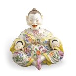 A Meissen porcelain nodding Pagoda Rich floral decorations, tongue and hands swinging when in