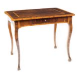 An Italian palisander bureau Rosewood inlays on the rectangular top, standing on four undulated feet