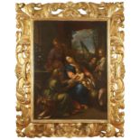 Emilian school "Virgin with child, Saint Agnes and Angels" oil on canvas, with a giltwood frame from