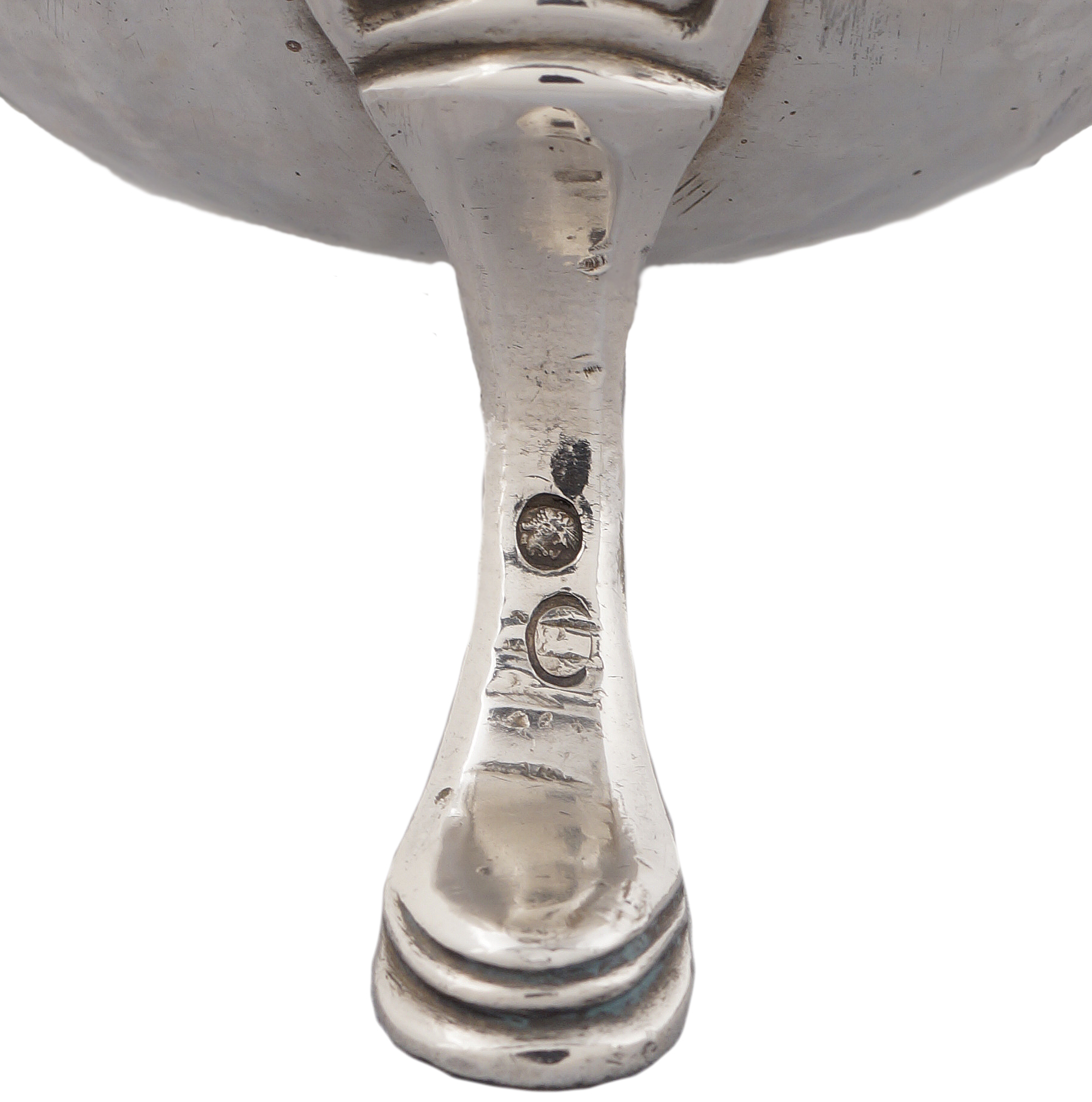 A French silver chocolate pot Plain silver baluster on three feet with ebony handle Paris, 18th - Image 2 of 3