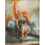 Austrian school "Roman soldier", reverse glass painting, framed late 18th century 25x19,5 cm.