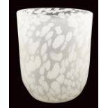 A frosted glass vase With white decorations 20th century 23x20 cm.