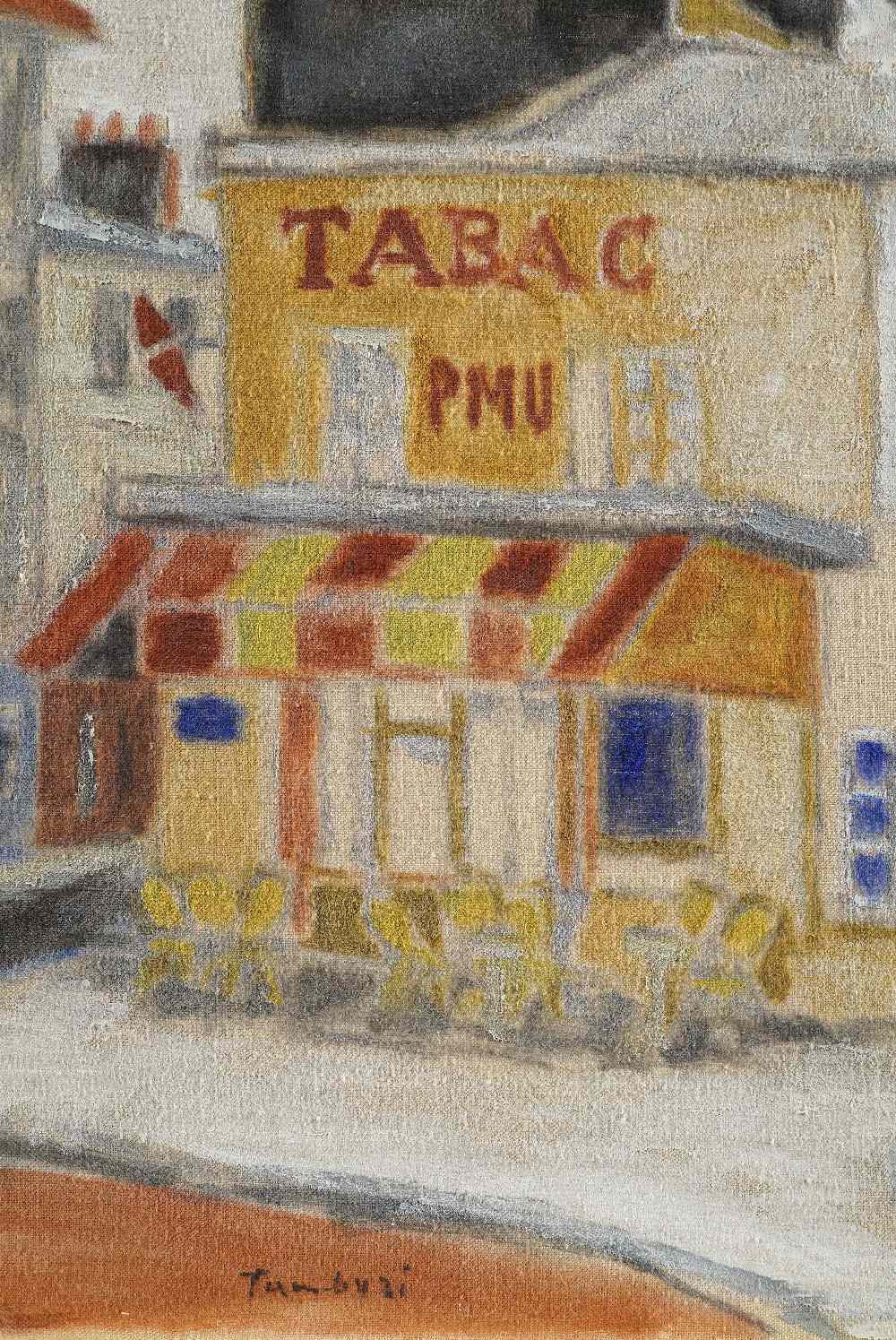 Orfeo Tamburi "At the Tabac", 1956, oil on canvas, signed lower centre and on the reverse signed, - Image 2 of 5