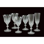 A set of 54 crystall glasses Comprising 18 glasses, 19 wine glasses and 18 champagne flutes  20th