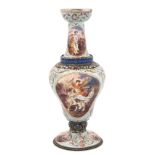 A Viennese silver and enamel vase Overall decorated with mythological scenes and grotesque