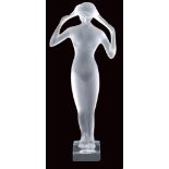 A Lalique crystal sculpture Crystal sculpture modelled as a female nude, mark under the base France,