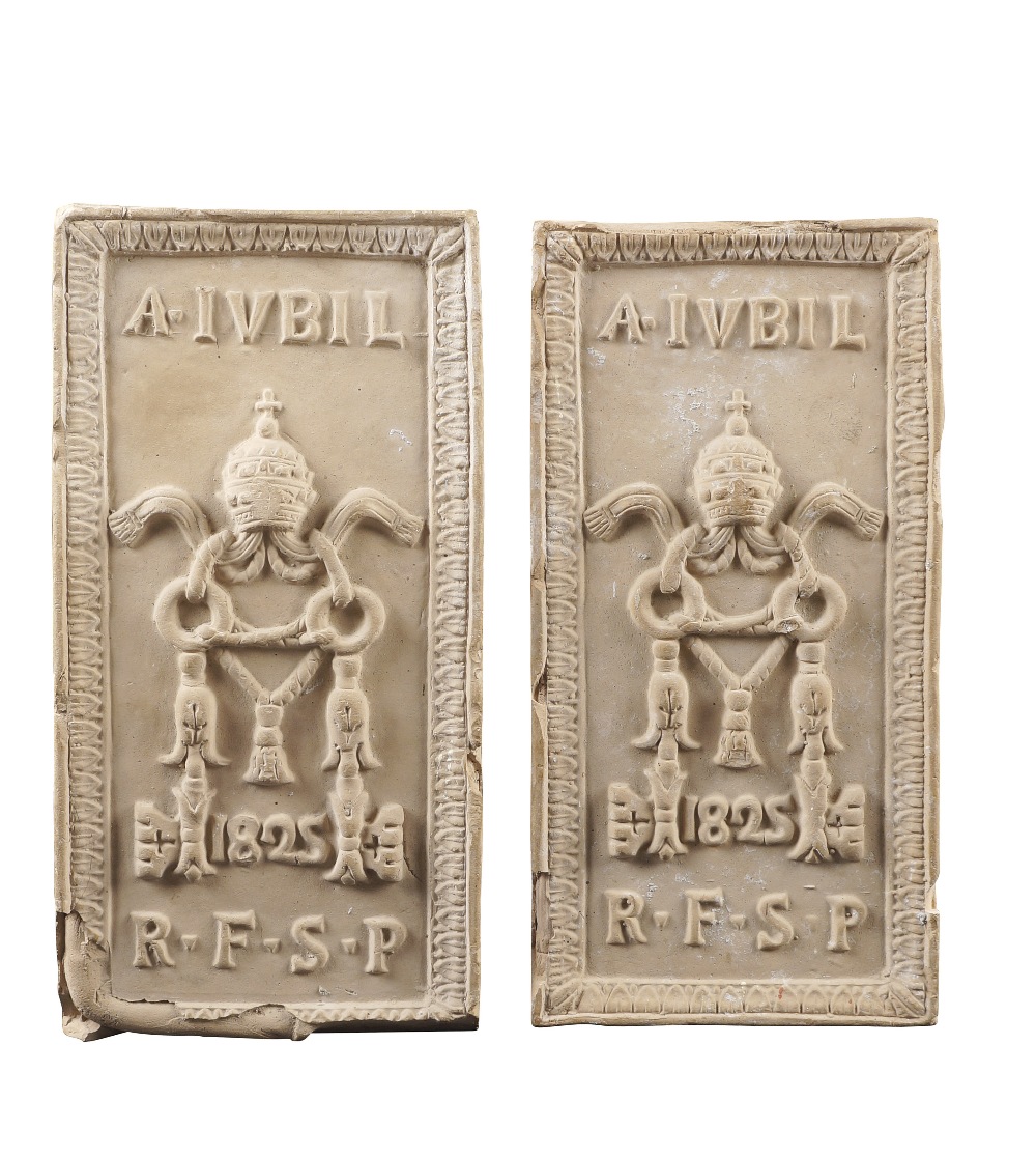 A pair of terracotta Porta Santa bricks Made in the occasion of the Jubileum of 1825 Pope Leo XII