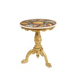 An Italian giltwood and marble table Circular top decorated with different marbles 19th century