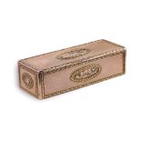 A German rose, white and yellow gold box Decorated with foliage and comprising leather case, dim.: