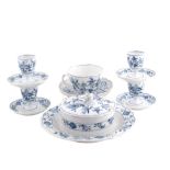 A Meissen porcelain lot (6) Blue Onion pattern, comprising a cup with plate, a butter dish, four