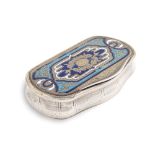 A Viennese silver tobacco box Foliage decoration with on the center polychromatic enamel elements,