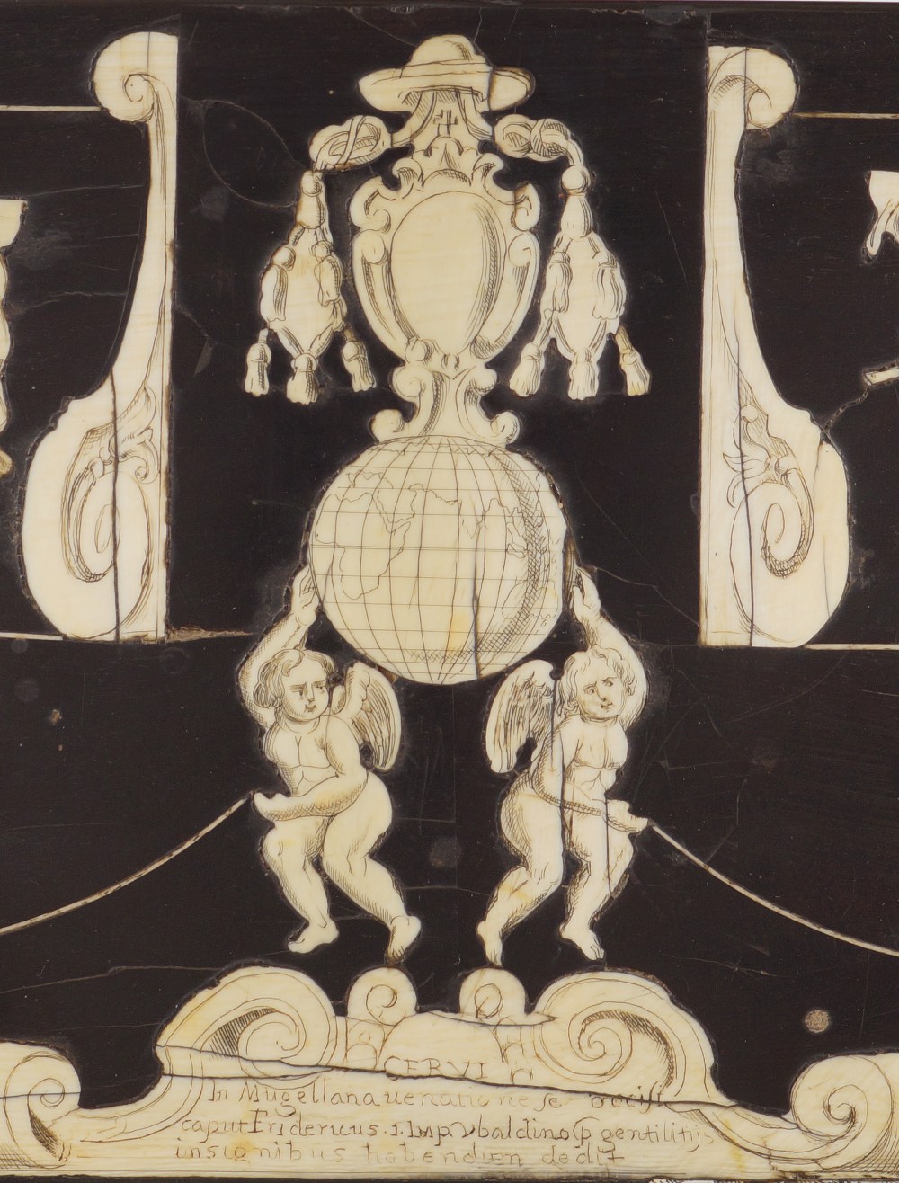A rare pair of Italian ebonized wood and ivory tables richly decorated all over the top with ivory - Image 6 of 8