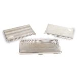 A lot of three English silvered metal cigarette cases (3) different dimensions 1930/40s no weight