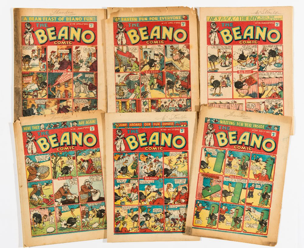 Beano (1942) 176-181. Propaganda war issues. Pansy Potter in Russia pushing German tanks off a