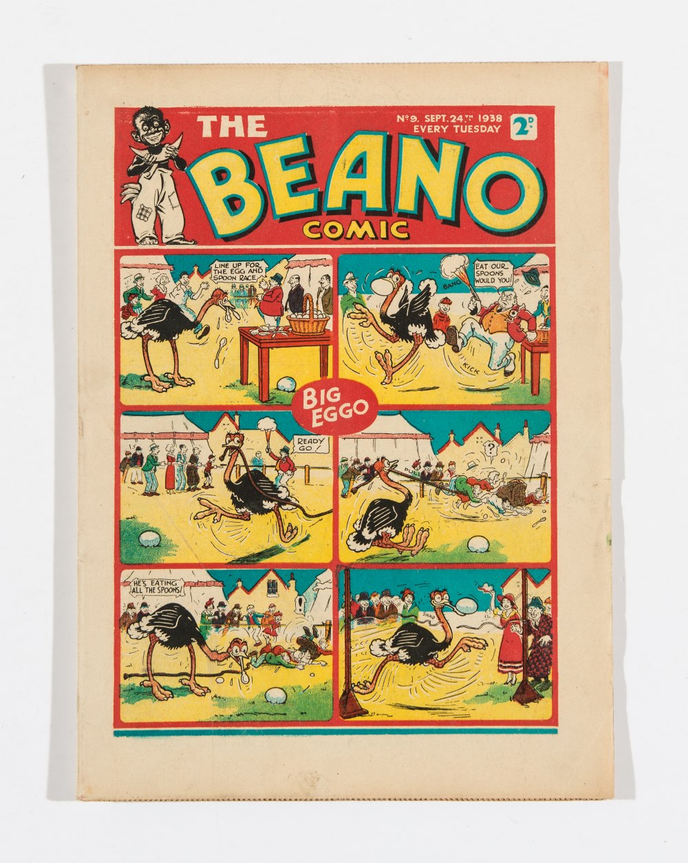 Beano No 9 (1938). Bright, fresh covers, cream pages. Only a handful of copies known to exist [vfn]