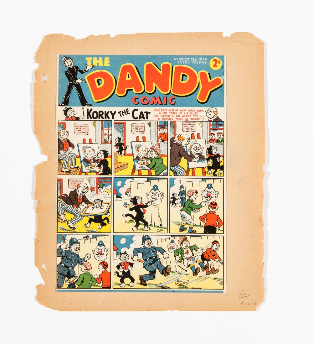 Dandy 100 (1939). Front cover printer's proof signed off by sub-editor for production [vfn]