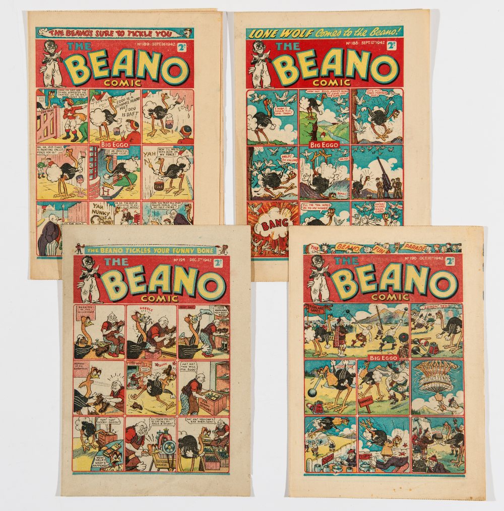 Beano (1942) 188, 189, 190, 194. Propaganda war issues. Introducing Lone Wolf by Dudley Watkins.