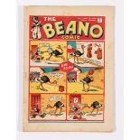 Beano No 5 (1938). Bright covers, 2 ins horizontal spine tear. Some back cover foxing spots. Only