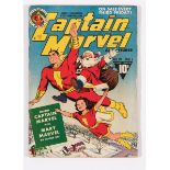 Captain Marvel Adventures 19 (1943). Bright cover colours, 2 ins clear tape by staples [vg-]