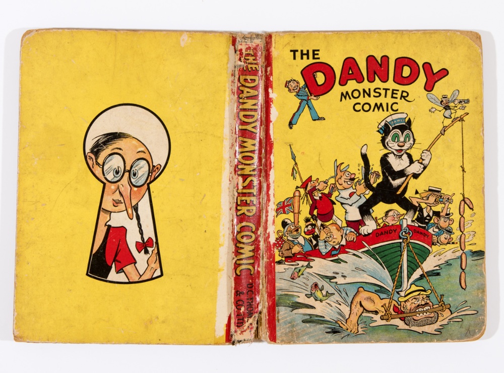 Dandy Monster Comic (1942). Dan desperately tows The Dandy boat. Worn rounded corners and spine