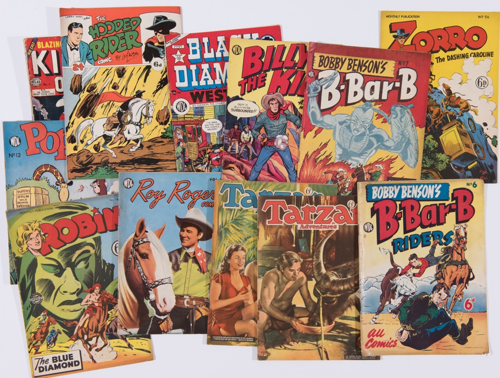 Cowboy reprints + (1950s - early 60s). Bobby Benson's B-Bar-B Riders 6, 7; Billy The Kid 5; Black