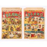 Beano 289, 291 (1946) D.C. Thomson front cover printer's proofs, 289 with 'Press inks on