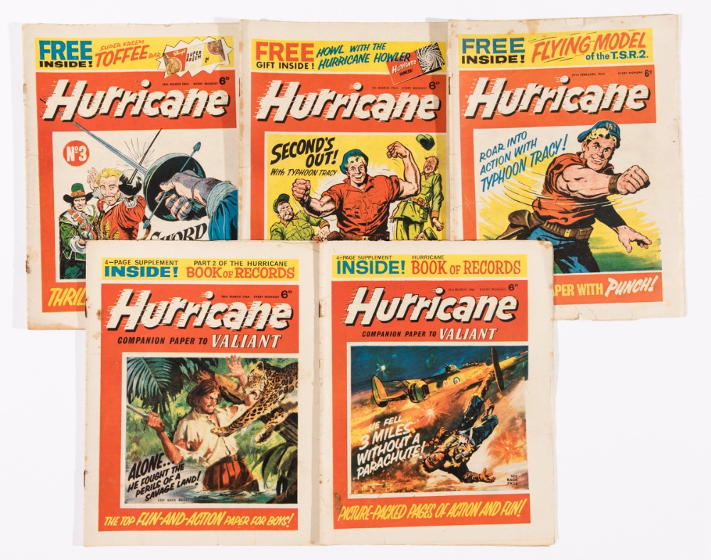 Hurricane (1964) 1-5. Starring Typhoon Tracy, Skid Solo and Rod The Odd Mod. Bright covers, rusty