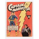 Captain Marvel Jr. 2 (1942). Pencil previous owner name to cover, 2 x 1 ins clear tape to spine [