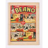 Beano No 6 (1938). Good cover colours, one inch horizontal spine tear going through all (light