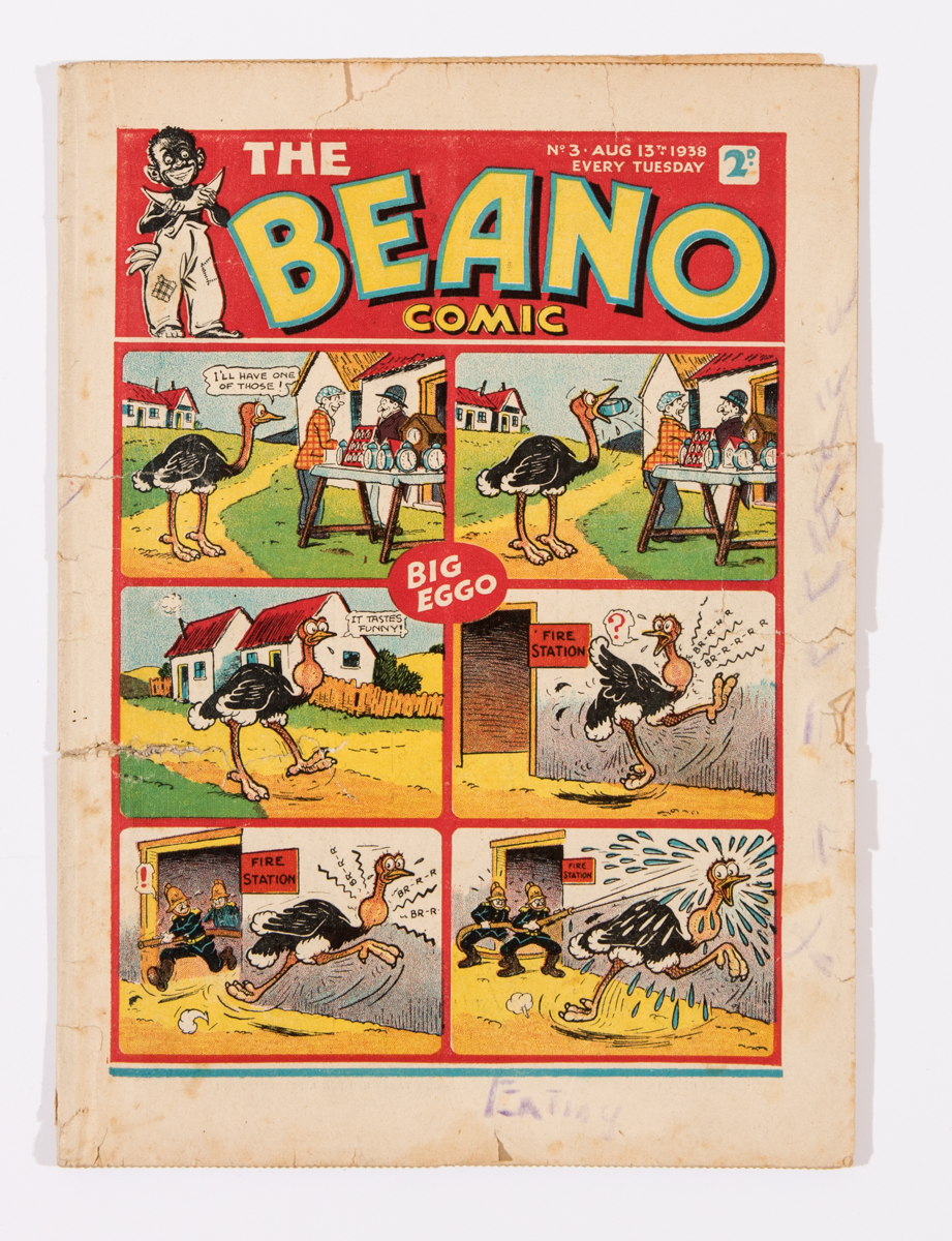 Beano No 3 (1938). Bright cover colours with 2 x 1½ ins margin tears and 2 ins horizontal spine tear