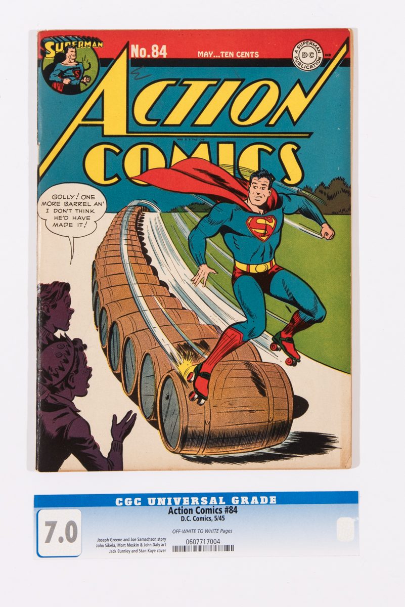 Action 84 (1945). Bright cover with small lower corner piece missing. Removed from slab with