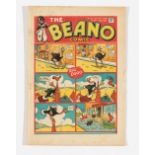 Beano No 12 (1938). Bright cover with one inch lower margin tear [vg]