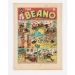 Beano No 44 (1939). Bright cover with ½" lower spine tear, cream pages [vfn-]