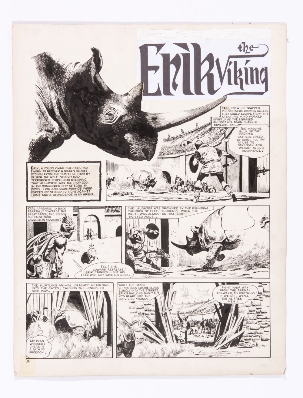 Erik (originally Karl) The Viking original artwork (1962) by Don Lawrence for Lion 17 Feb 1962. Re-