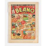 Beano No 15 (1938). Worn cover and spine with lower corner piece torn away at front and back