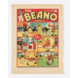 Beano No 16 (1938). Bright cover with 3 ins tear, cream pages with some light foxing spots [vg]