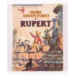 Rupert Book (1942). Overall medium cover wear with 1 inch of lower spine missing and some light