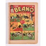 Beano 13 (1938). Bright cover with brittle page edges, 2 small punch holes to curved spine with some