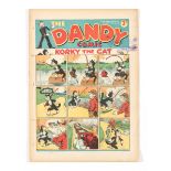Dandy No 16 (1938). Bright cover with ink marks to RH side. Five sew holes to spine with three
