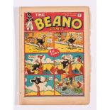 Beano 12 (1938). Bright cover with brittle RH edge overhang, 2 small punch holes to curved spine