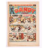 Dandy 230 (Xmas 1942). Bright cover colours with foxing to spine margin [vg]