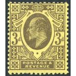 1911 Harrison P.14 3d grey on lemon, UM example. (1) SG.277a, Spec.M21(3), RPS Cert. 1998, Cat. £